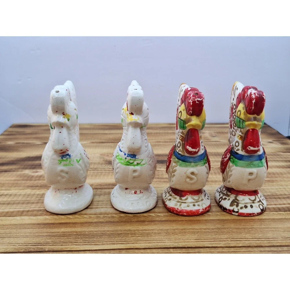 Old Chicken Collectible 2 Sets X4 Vintage Rooster Salt & Pepper Shakers LEGO X4‎